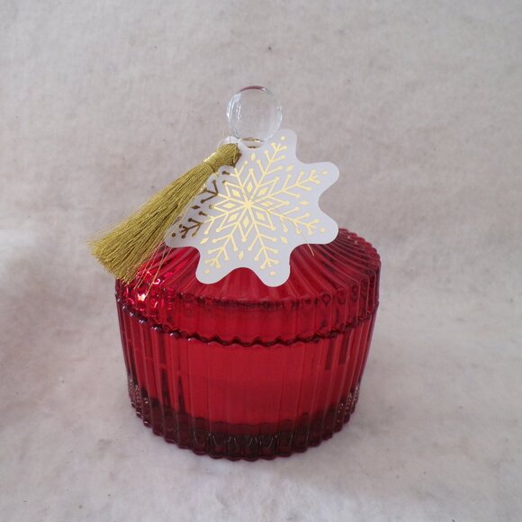 Bloom & Prosper Cinnamon Spice Candle In Beautiful Ruby Glass Jar - Picture 2 of 5